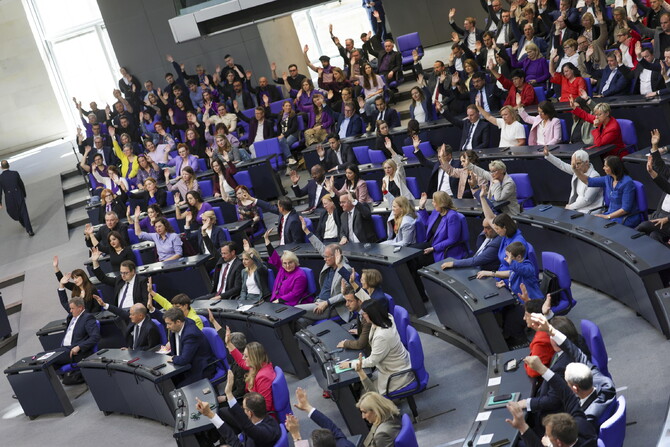 Election of German Chancellor and swearing-in of the cabinet at Bundestag in Berlin