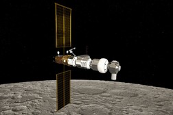 Rappresentazione artistica della stazione spaziale Lunar Gateway (fonte: ESA/NASA/ATG Medialab)