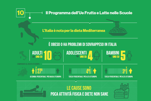 Il programma dell'Ue frutta e latte nelle scuole (ANSA)