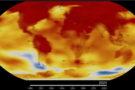 La mappa mostra le anomalie termiche registrate nel 2024 (fonte: NASA’s Scientific Visualization Studio)