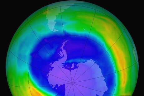 Elaborazione grafica della rappresentazione grafica della Nasa della riduzione del buco dell'ozono (fonte: Stuart Rankin da Flickr CC BY-NC 2.0)