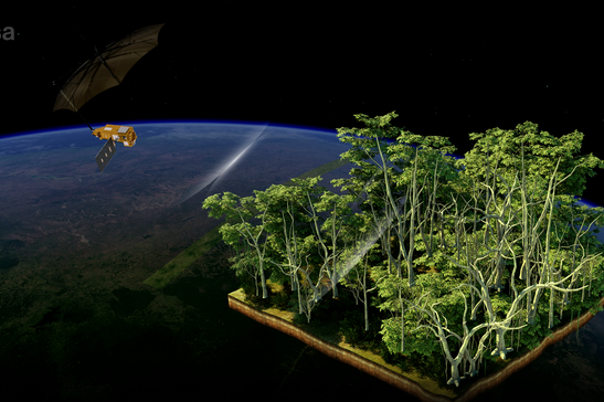 Rappresentazione artista di Biomass, il satellite europeo amico delle foreste (fonte: ESA/ATG medialab)