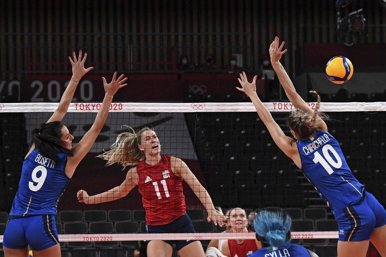 Volley Una fase di gioco della partita di volley , al Ariake Arena di Tokyo, persa dalle azzurre con - RIPRODUZIONE RISERVATA