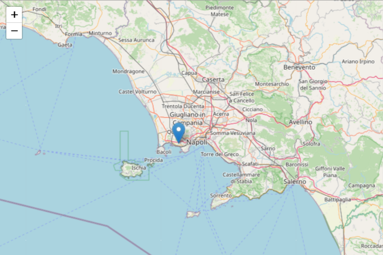 Localizzazione dello sciame sismico del 5 febbraio 2025 (fonte: INGV) - RIPRODUZIONE RISERVATA