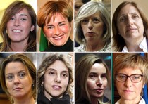 Prima fila da SX: BOSCHI, GUIDI, GIANNINI, LANZETTA. Seconda fila da SX: LORENZIN, MADIA, MOGHERINI, PINOTTI